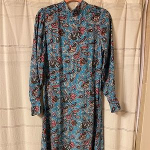 LOFT Blue Floral Midi Dress